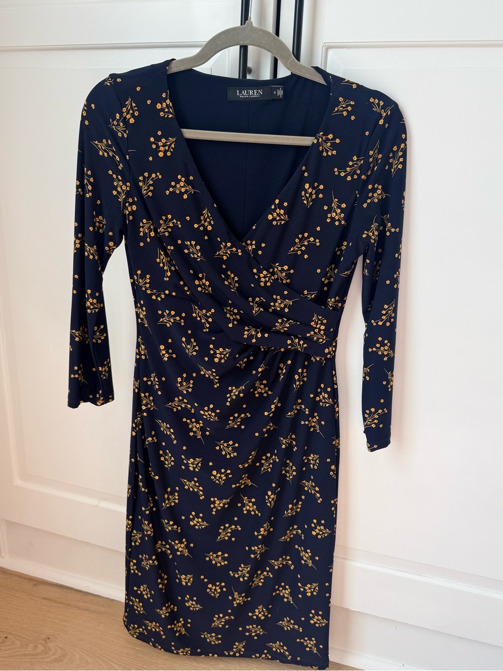 Lauren Ralph Lauren Navy Wrap-Style Floral Sheath Dress
